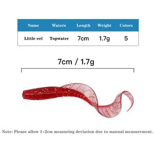 10 pcs weicher Fischerei Köder kleiner Köder Meerjungfrau Schwanz 7 cm 1,7 g roter Kopf weiße Teufel Fisch Künstliche Wurm Köder Isca Künstliche Maden