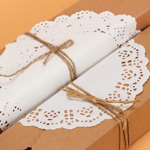 50pcs 4,5/5,5/7,5 Zoll weißer runde Kuchenpapier Matte Spitzenpapier Vintage Coasters Placemat Craft Tischdekoration