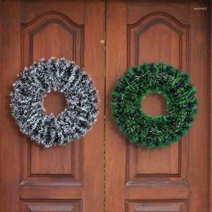 Dekoratif Çiçekler 16.5inch Noel Simüle Çam Çelenk Yapay Çelenk Pencere Kapıları İçin Modern Çember Kış Dekorasyonu