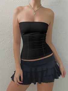 Serbatoi da donna camis y2k corsetto aderente senza spalline corsetto estate spalla bianca serbatoio femminile senza maniche corsetto aderente sexy j240409
