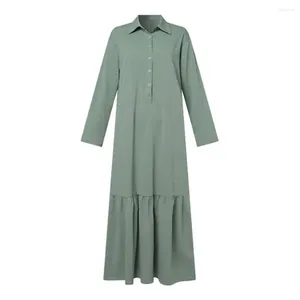 Women Long Sleeve Shirt Dress Spring Maxi Sundress Casual Robe Fashion Loose Work OL Vestidos Lapel Neck