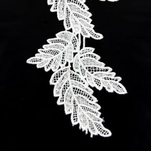 1 Yard White Leaf Embroidered Lace Sewing Garment Accessories DIY Handmade Craft Materials 9.3CM Wide