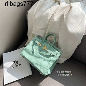 Leather Bk Designer Bags Racechoice Platinum Bag High Sense Mint Green Crocodile Women's Bag High Capacity Handbag Tide