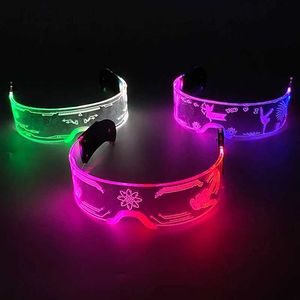 LED Rave Toy Cool luminöser farbenfrohe LED -Licht -Up -Brille leuchtet Neon Licht Blitzer -Party -Brille für Nachtclub DJ Tanzparty Dekor 240410