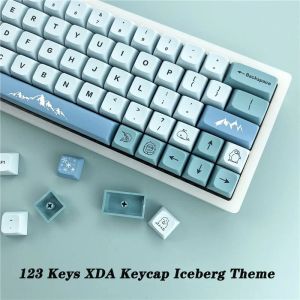 Acessórios 123 key xda pbt ictercaps gmk iceberg tema teclado jogador teclado mecânico tampa de tampa subbed anis 61 87 104 108 conjunto de chaves mx switch