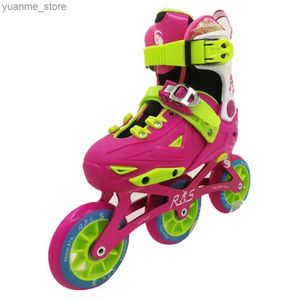 Inline Roller Skates Kids 3*90 mm Geschwindigkeit Inline Skates EUR Größe 28-39 Einstellbare Straßenrennen Kinder kostenlos Skating-Schuhe Training Patinen Y240410