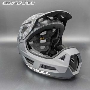 Capacetes de ciclismo Capacete de ciclismo de rosto completo para homens e mulheres Segurança Downhill Bike MTB Mountain Bicyc Sun Visor Chin Rest Adult L48