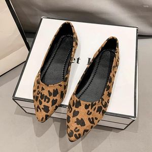 Casual Shoes Women's Fashion Pointed Toe Solid Color Comfortable Leopard Print Flat Ballet