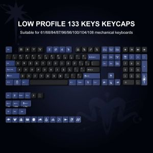 Tillbehör 133 Key Zodiac Dye Sub Low Profile KeyCap PBT KeyCaps för 61/84/104/108 MX Cherry Gateron Switch Gamer Mechanical Tangentboard