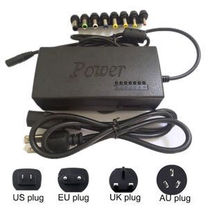 Adapter Universal Netzteil 96W 12 V bis 24 V einstellbare LED -Ladegerät Laptop -Adapter 8 abnehmbare Stecker EU US UK AU -Plug tragbar