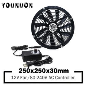 Cooling Cooling Fan 250mm 25cm DC 12V DC Female 250X30mm PC Computer Case Server Cooler with AC 80V240V Speed Controller