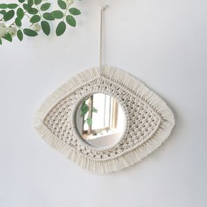 Dekorative Spiegel Wanddekoration Makrame runder Mirror Boho Home Decor Spiegel für Schlafzimmer Wohnzimmer Badezimmer Babyzimmer Dekoration