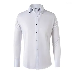 Camisas masculinas Camisas européias e americanas de manga longa Tendências coreanas de moda Butrow-Down Slim Slim Fit Slim Fit