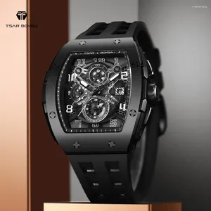 腕時計盗賊Tsar Bomba Luxury Quartz Mens Watch Top Brand Wristwatch Tonneau Clocber Strap Chronograph Sapphire Watches for Men