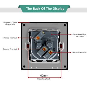 Bonda AB Standart Beyaz Siyah Altın Kristal Cam Panel AC 110 250V 16A Duvar Güç Soketi16A 2100mA Elektrik Duvar Güç Soketi