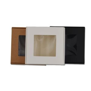 Brown Kraft Paper Window Box, vit kartongförpackning, svart hantverksförpackning, smycken Display Box, Handmade Soap Box
