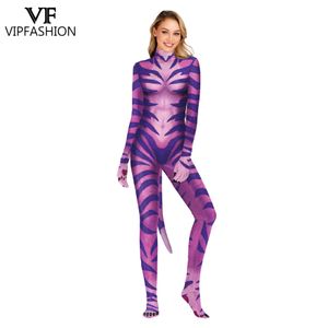 VIP Fashion Lustige Kostüme Tier Leopardenmuster Erwachsener Bodysuit Unisex Zentai Jumpsuit mit Schwanz 3D Cosplay Kleidung Kostüm Kleid