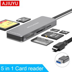 Läsare AJIUYU Typ C -kortläsare 5 i 1 USB C till CF XD MS Micro SD M2 TF Memory Card Reader för Laptop PC Multi OTG Smart Card Reader