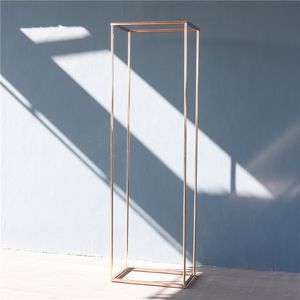 Supporto floreale in metallo arco di fiori di matrimonio di compleanno rettangolo colonna pilastro telaio di palloncini geometrici rack oro placcato