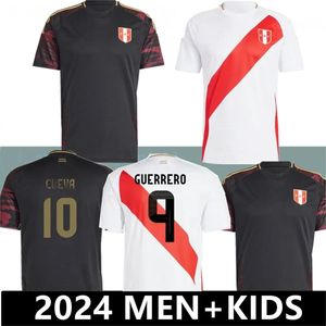 Męskie koszulki 2024 2025 S-4xl Peru piłka nożna domowa domowa koszulka Pizarro Falfan Guerrero Flores Lapadula Fan Football Shirt Men Kids Kit Kid