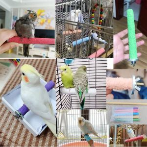 Bird Cage Parrot Perches Stand Platform Chew Toy Paw Slipning Clean Toys Calopsita Nymfer Toys för stora fåglar Paraketillbehör