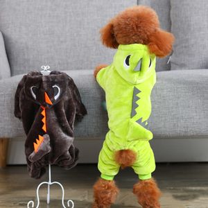 Pet Clothes Cute Funny Dinosaur Costumes Coat Winter Warm Coral fleece Clothing For Small Dogs Kitten Hoodie Puppy Dog Clothes