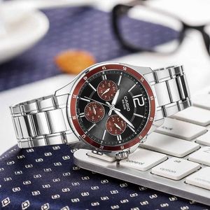 Autentisk Casio Watch Mens Business Casual Three Eyes Quartz Waterproof MTP-1374D-5A