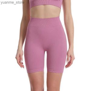 Yoga-Outfits High-Taisten-Hüftlift nahtlose Yoga-Shorts Frauen Sommer Running Tight Sportshorts Leggings Fitnesshorts Y240410