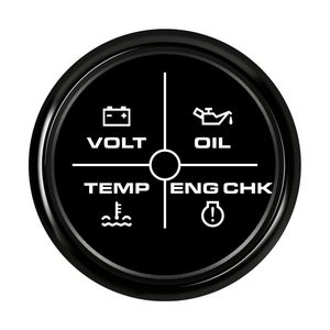 52 mm larmmätare meter volt/olja/vatten temp/kontrollmotor 4 LED -larmindikatormätare för bilbåt 9 ~ 32V med 7 färger bakgrundsbelysning