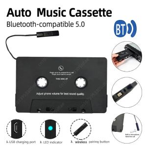 Adapter Music Cassette Converter Car Tape Recorder Audio Adapter BluetoothCompatible CSR CHIP -knapp som styr LED -ljus med MIC
