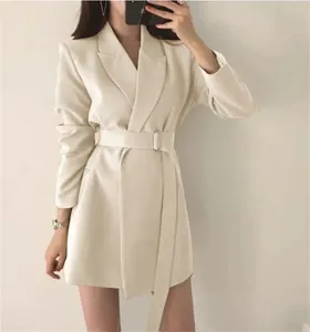 Women's Suits Blazers Spring Autumn Suit Coat Jacket Slim Fit Stylish Top With Belt Outerwear Office Lady Blazer For Women Clothing