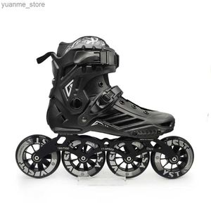 Patins em linha patins nova chegada 100mm 4x100mm Speed Speed patins sapatos com botas superiores de slalom 85a roda de rua 90a LED Flash luminoso 100 pneus Y240410