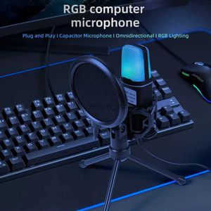 Microfoni Cavo USB Riduzione del rumore del microfono condensatore RGB utilizzato per il registro dei registri video di gioco Laptopq