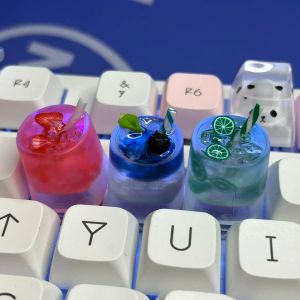 Aksesuarlar Yaratıcı Limon Çay Keycap Blueberry Çilek Mekanik Klavye Anahtar Kiraz Çapraz Şaft Meyve Buzlu Şeffaf Anahtar Kavrama