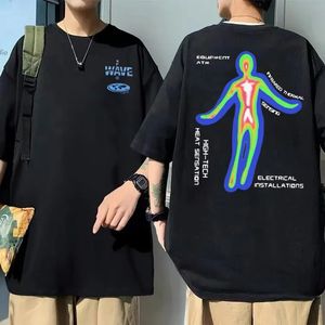 スケルトングラフィックプリントTシャツ男性ヒップホップファッショントレンドストリートウェアメンズメンズカジュアル100％コットンTシャツメンズビンテージTシャツ240410