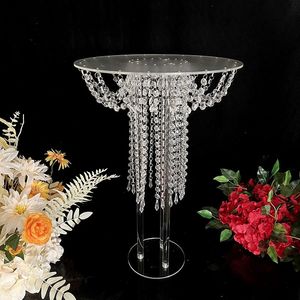 4Pcs 60cm Tall Acrylic Wedding Table Centerpiece Acrylic Flower Stand Romantic Road lead Decoration Transparent Cake Tray