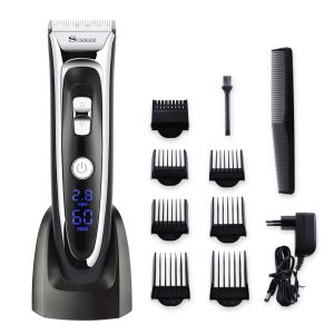 Trimmare trådlöst hårklippare Mens Professional Beard Trimmer Barber Hair Cutting Grooming Kit med 6 Limit Combs