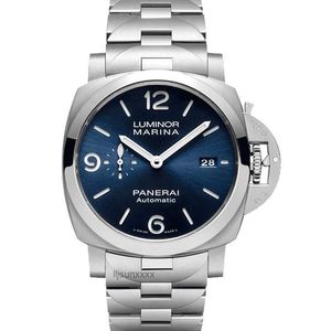 Herren Uhrengeschenk Panerrrais Temperament Uhr Sapphire Mirror Schweizer Automatik Bewegung Größe 44 mm Kohlenhahnbeingurt mit originaler Nadelschnalle l0us