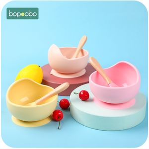Bopoobo bpa gratis silikon haklappar skål set baby matning leveranser 1 st baby silikon tugga mat klass nyfödda tillbehör tänder tänderna