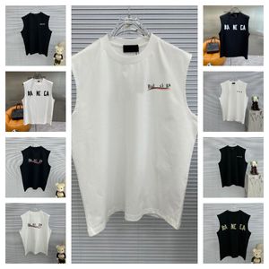 Camiseta de algodão de manga curta masculina, letra de pescoço preto da tripulação impressão de rua alta da marca High Street Letra de impressão longa sem mangas OPLAR