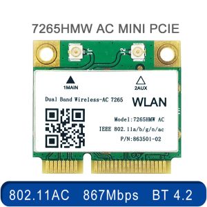 Karty 1200 Mbps 7265HMW Mini PCIE Wireless Card 7265AC z anteną WiFi Bluetooth 4.2 2.4G 5GHz 802.11ac adapte do laptopa