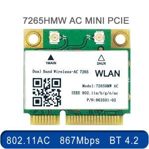 Cartões 1200mbps 7265hmw mini placa sem fio pcie 7265ac com wifi bluetooth de antena 4.2 2,4g 5GHz 802.11ac Adapte para laptop