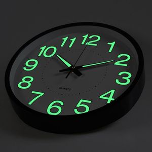 Luminous Wall Clock Quartz Plastic Wall Clock Modern Design For Bedroom Living Room Glowing In The Dark Home Decor257W