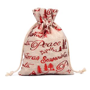 Sacchetti di caramelle natalizi sacche da regalo in tela ecofriendly santa deer ride di capodanno nevidtad miglior regali per bambini decorazioni per feste eventi