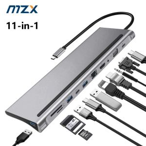 Hubs MZX Docking Station USB Hub Splitter Adapter Laptop Extensor PD Typ C 3 0 2.0 3.0 SD TF Card Reader Tipo VGA HDMICompatible