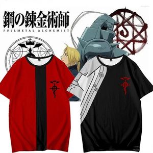 Męskie bluzy anime fulmetal alchemist 3d t shirt mężczyzn Kobiety letni szyja krótki rękaw śmieszne koszulki graficzne Edward Elric Cosplay Costume