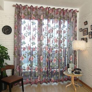 1Pcs Classic Flower Blackout Curtain Window Screening Transparent Tulle Curtain Living Room Bedroom Sheer Curtain Home Decor D35