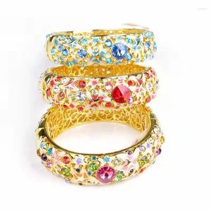 Bileklik Gıda Emaye Geniş Denizyıldızı Bangles Bahar Menteşeli Kuff Rhinestone Bilezikleri Kadınlar için Çin Geleneksel El Sanatları Mücevherleri