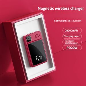 Зарядные устройства New 20000 мАч MacSafe Power Bank PD20W 15W Магнитное беспроводное быстрое зарядное устройство Внешняя вспомогательная батарея для iPhone 15 14 13 12 Mini