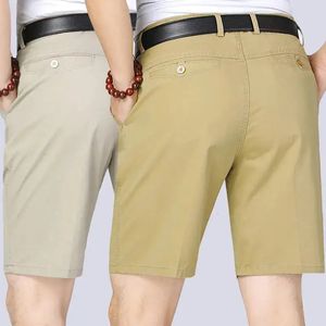 100 algodão shorts masculinos de joelhos de joelho margem clássica de roupas confortáveis shorts machos calças curtas 240402
